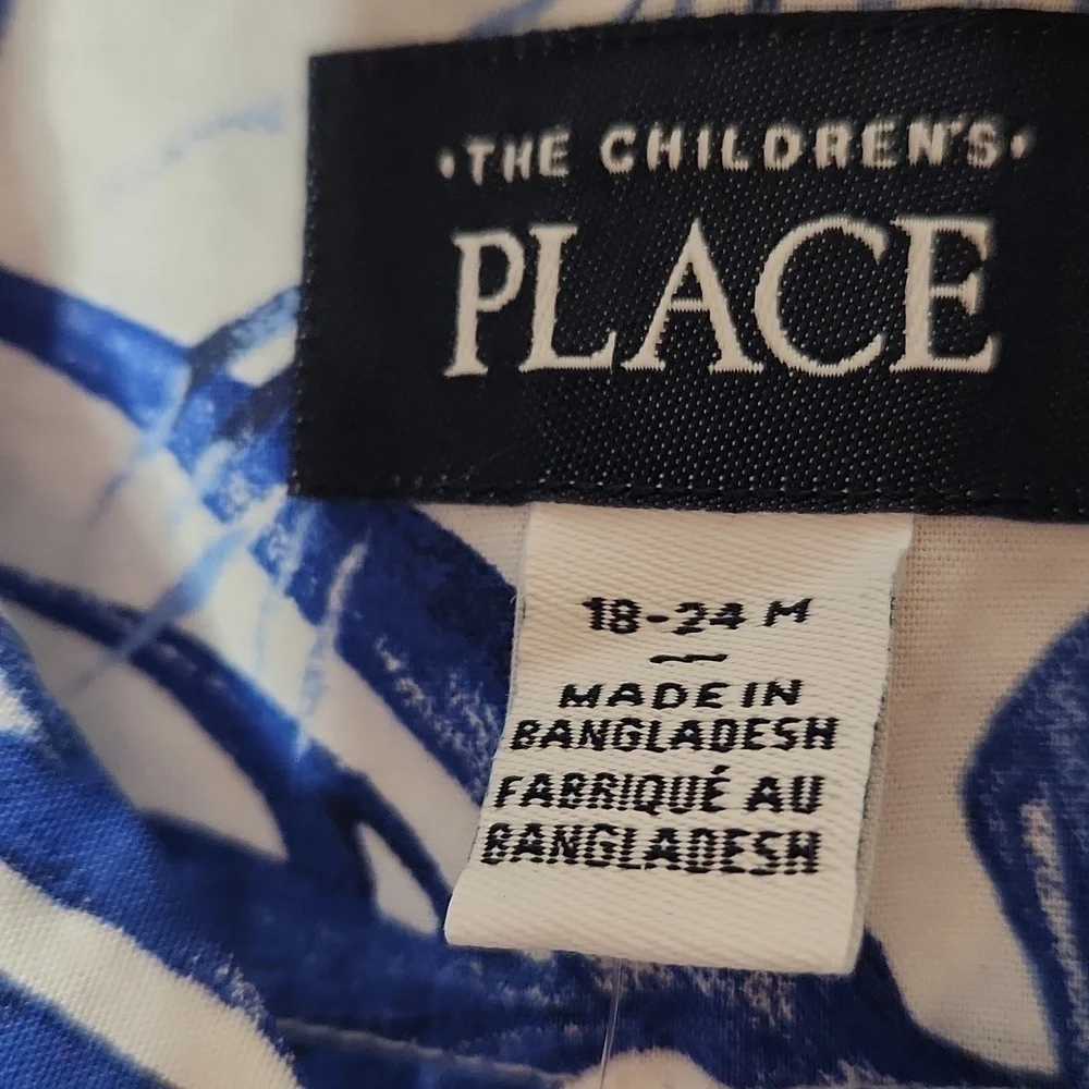 THE Children's Place Parrot Poplin Button Down Shirt 18-24M NWT